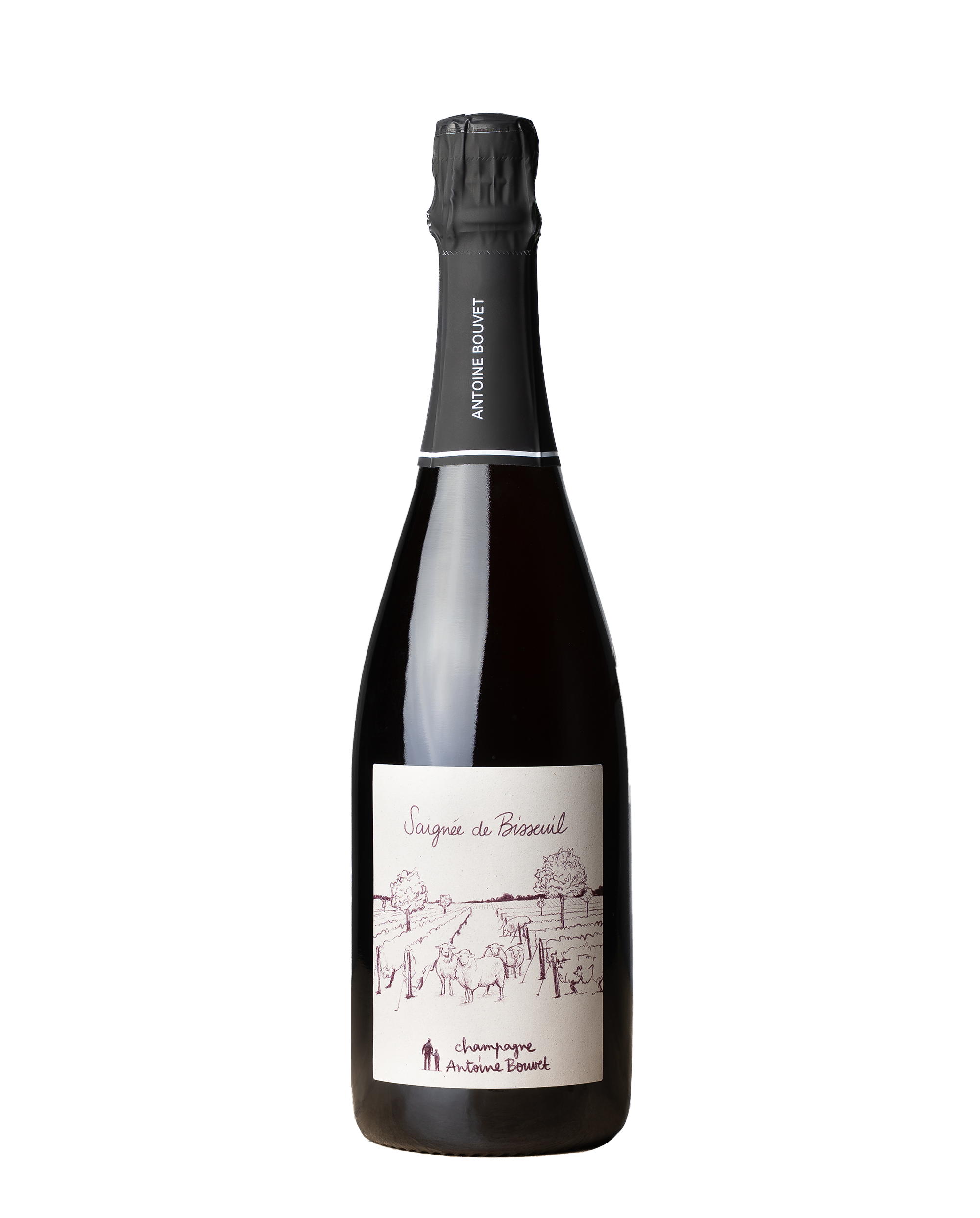 Bouteille de champagne rosé de la cuvée Saignée de Bisseuil d’Antoine Bouvet