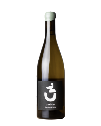 Bouteille de vin de la cuvée L’aubier du Vigneron Jean Baptiste Hardy, anciennement domaine de la Grange, installé à Mouzillon (Grand Cru Communal) en appellation Muscadet