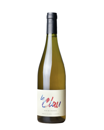 Bouteille de la cuvée Le Clau blanc de Romain Le Bars, dans le Gard, avec de l’ugni blanc