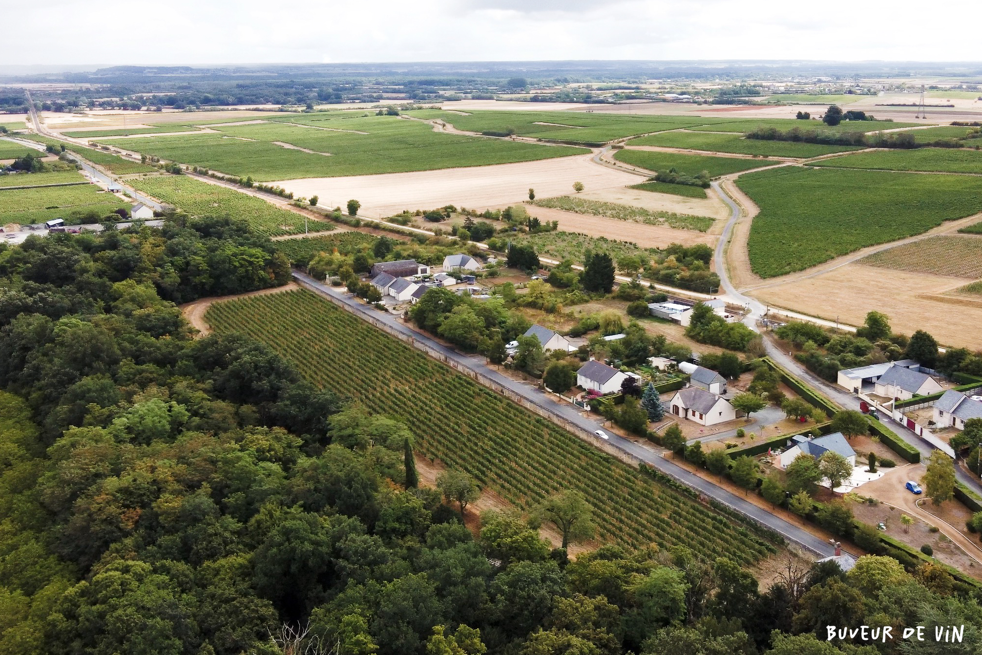 bodet_durandiere_drone_haut vue très aérienne du Clos Durandiere, au coeur du village de Montreuil-Bellay