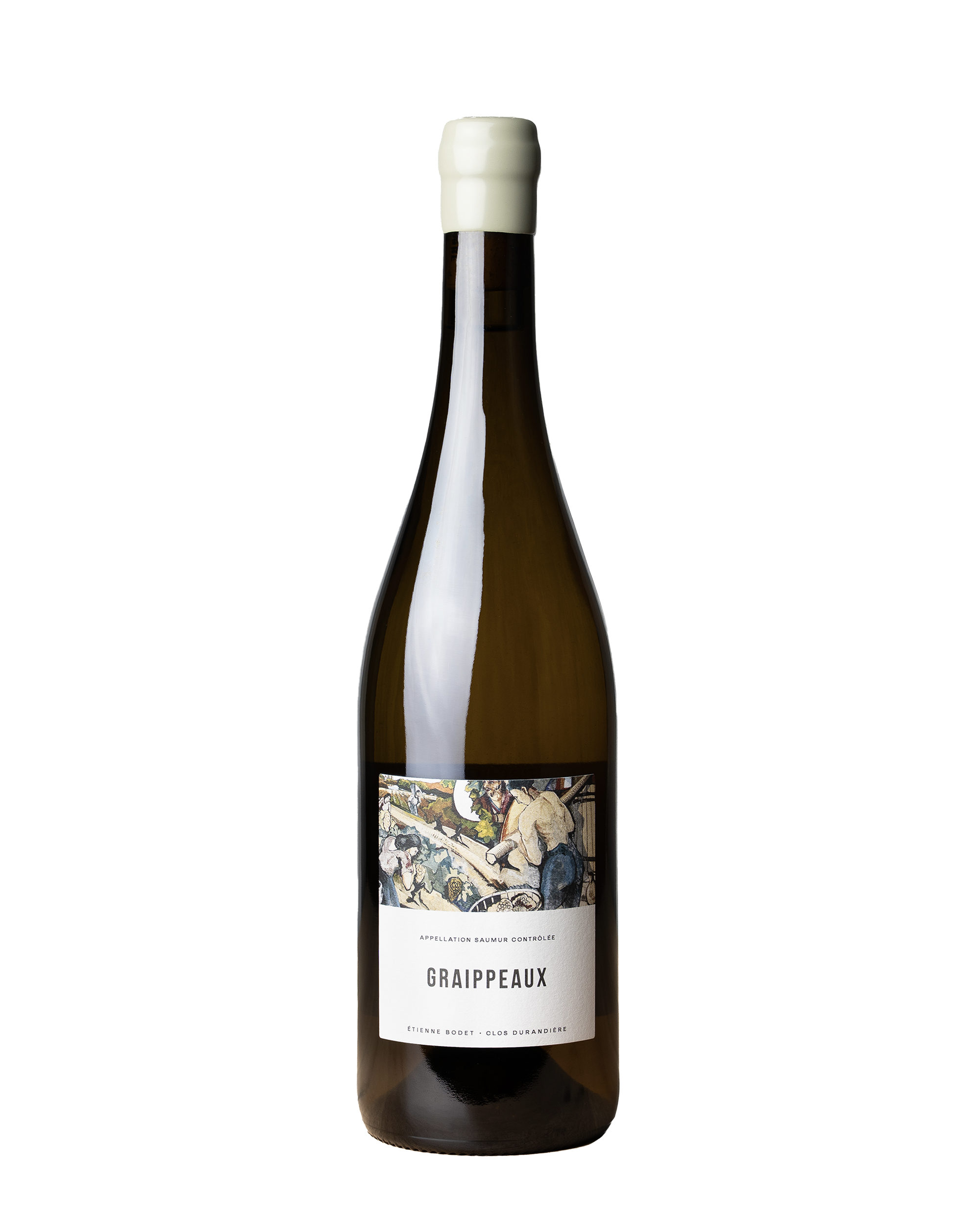Bouteille de la cuvée Les Graippeaux d’Etienne Bodet au Clos Durandiere, chenin sur craie tuffeau en appellation Saumur