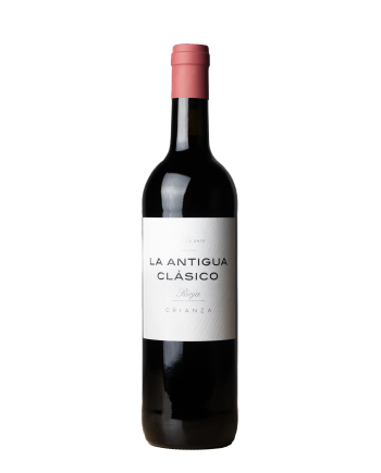 Bouteille de vin de la cuvée La Antigua Clasico crianza d’Alberto Orte, D.O rioja, vin rouge espagnol, tempranillo