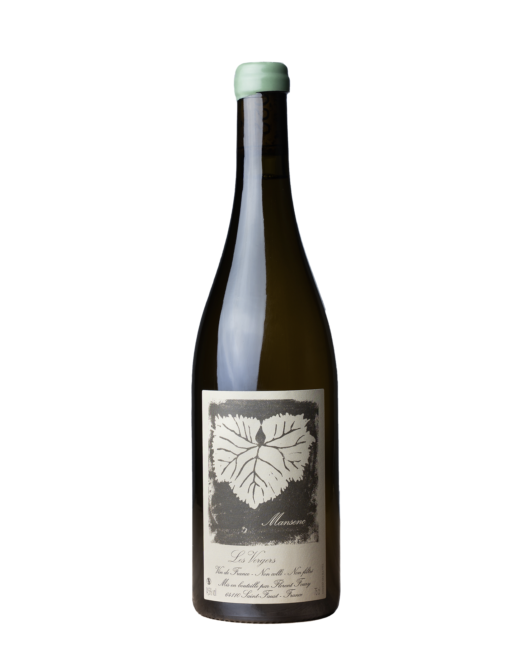 Bouteille de la cuvée Les Vergers de Florent Foury, domaine de l’Apollin, Appellation Jurançon, petit et gros manseng