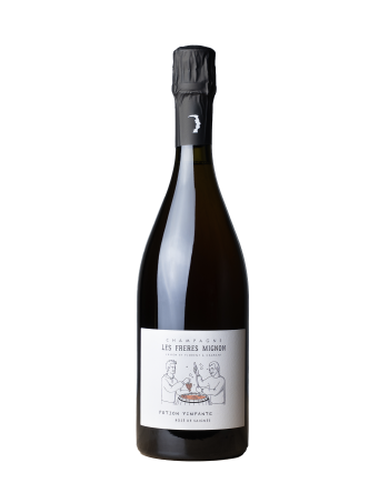 Bouteille de champagne rosé des freres mignon, rosé de saignée nommée potion pimpante (anciennement potion écarlate)