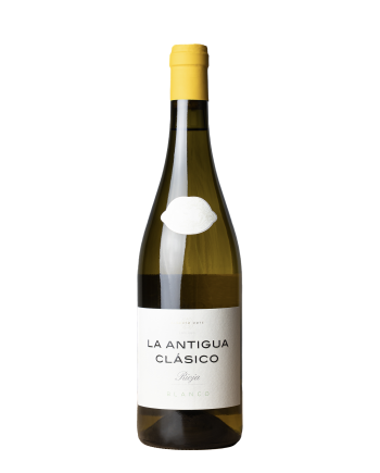 Bouteille de vin de la cuvée La Antigua Clasico bianco d’Alberto Orte, en Rioja alta (Sierra de la demanda)