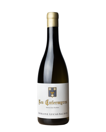 bouteille de la cuvée Les Enfermures du domaine Lucas Salmon tenu par le vigneron Mickael Salmon, selection intra-parcellaire de melon de bourgogne en appelaltion Muscadet