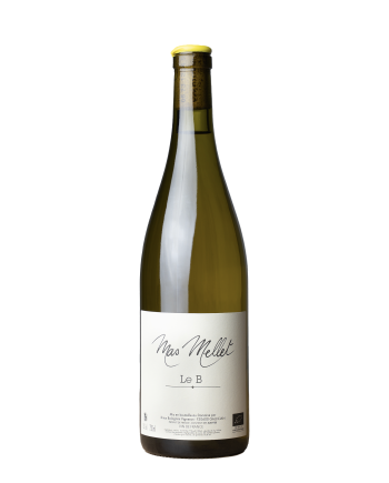 Bouteille de vin de la cuvée Le B du Mas Mellet de Brice et Émilie Bolognini en appellation Costières de Nimes