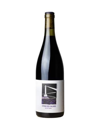 Bouteille de la cuvée La Syrah des Salines de Brice Bolognini au Mas Mellet, en appellation Costieres de Nimes dans le Gard