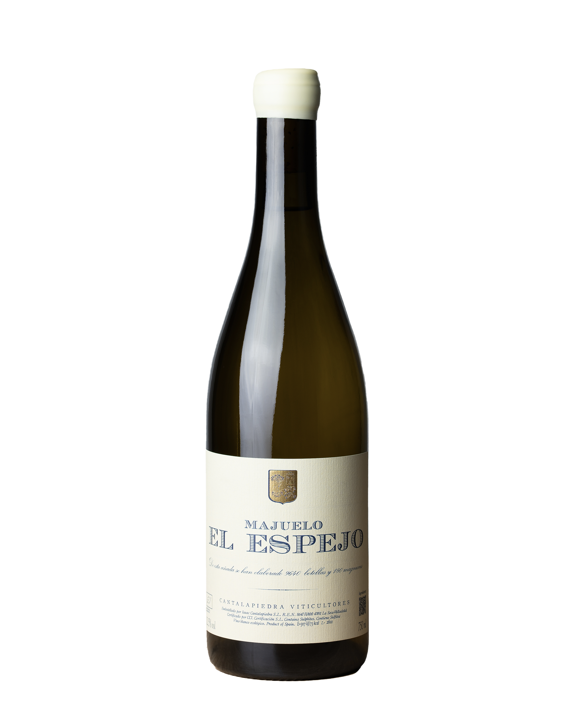 Bouteille de vin de la cuvée El Espejo Majuelo, du domaine Cantalapiedra viticultores de Manuel Cantalapiedra, en appellation DOC Rueda, cepage verdejo